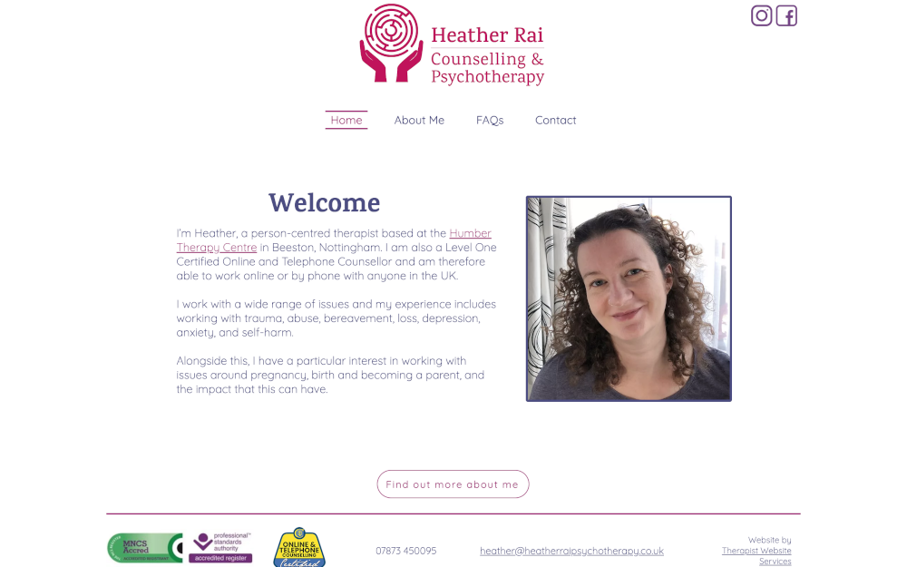 Heather Rai Psychotherapy Website Screenshot