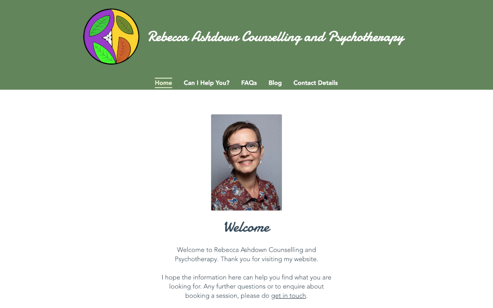 Rebecca Ashdown Counselling Website Screenshot