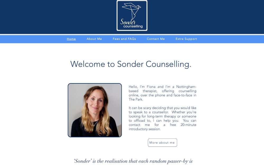 Sonder Counselling Website Screenshot