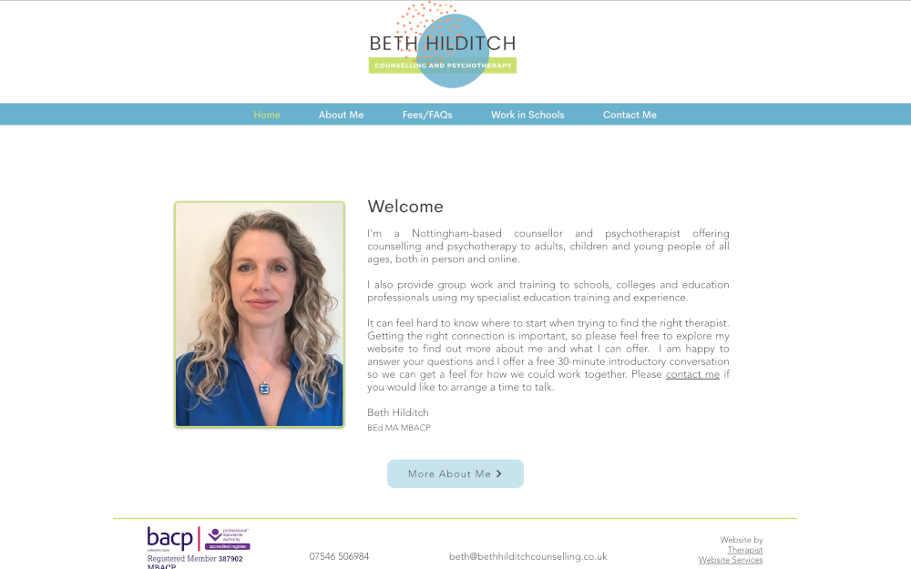Screenshot of website